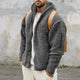 Men's textured hooded zip jacket with long sleeves and sleeve pocket