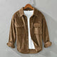 Men's long-sleeved corduroy shirt with button front and two chest pockets