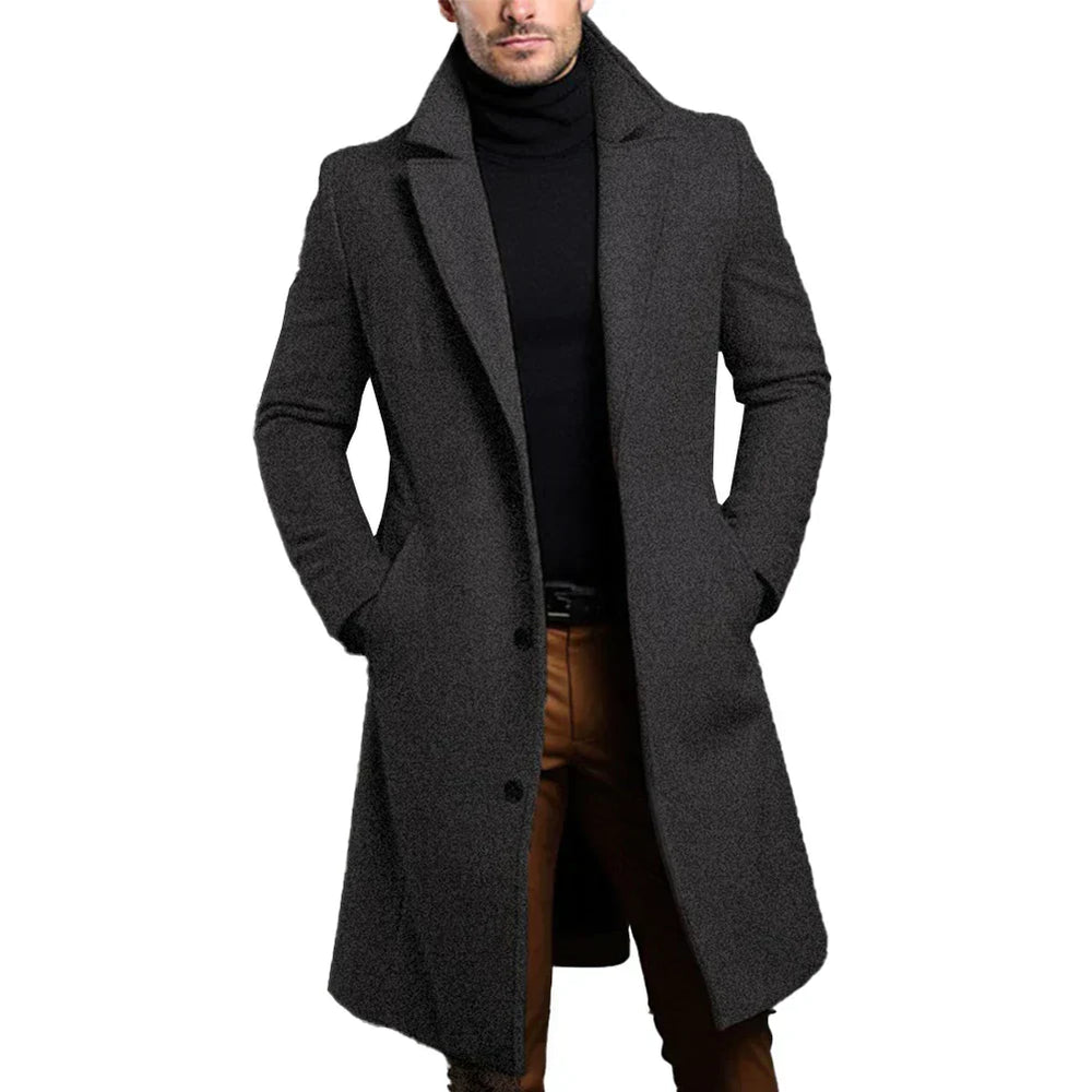 Men's Slim Fit Single-Breasted Overcoat