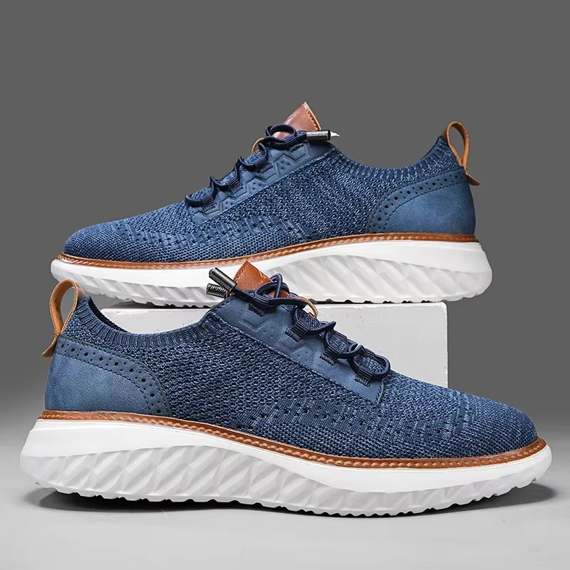 Mesh lace-up trainers with rounded toes, contrasting trim and textured soles