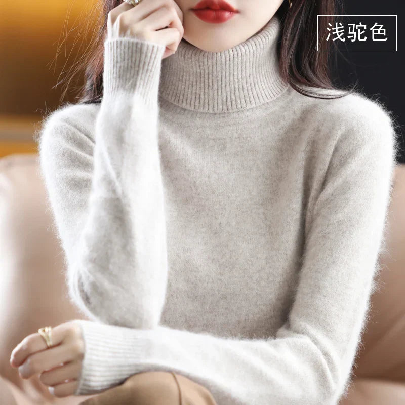 Women's long-sleeve ribbed turtleneck sweater