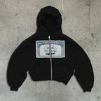 Graphic hooded zip sweatshirt with front pocket