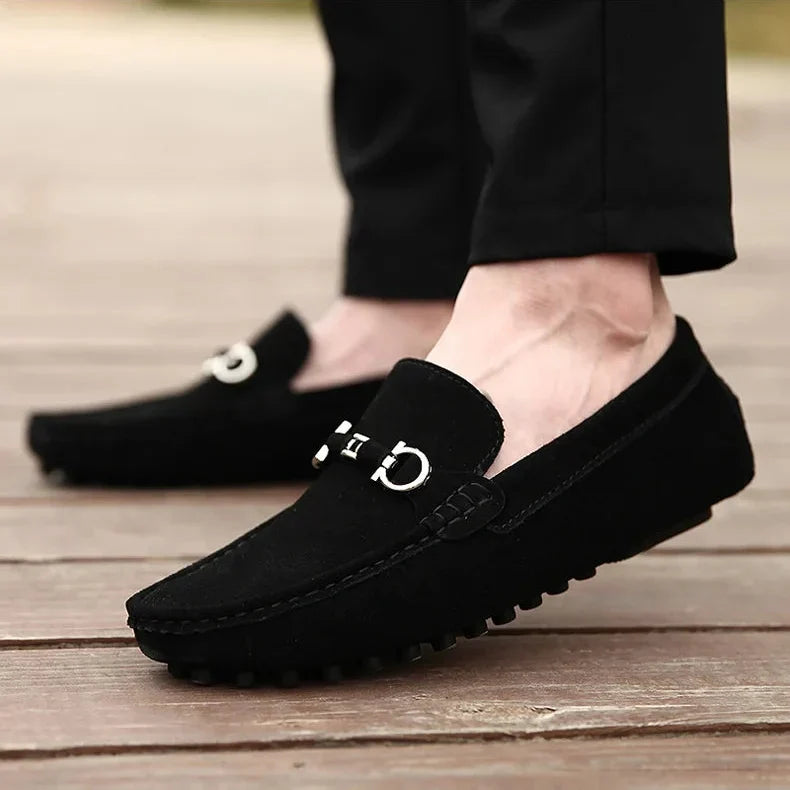 Men's slip-on loafers with metal bit, moc toe and lugged sole