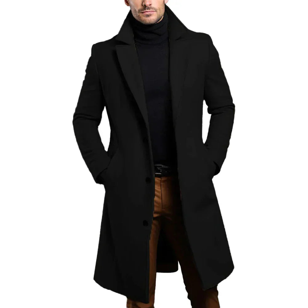 Men's Slim Fit Single-Breasted Overcoat