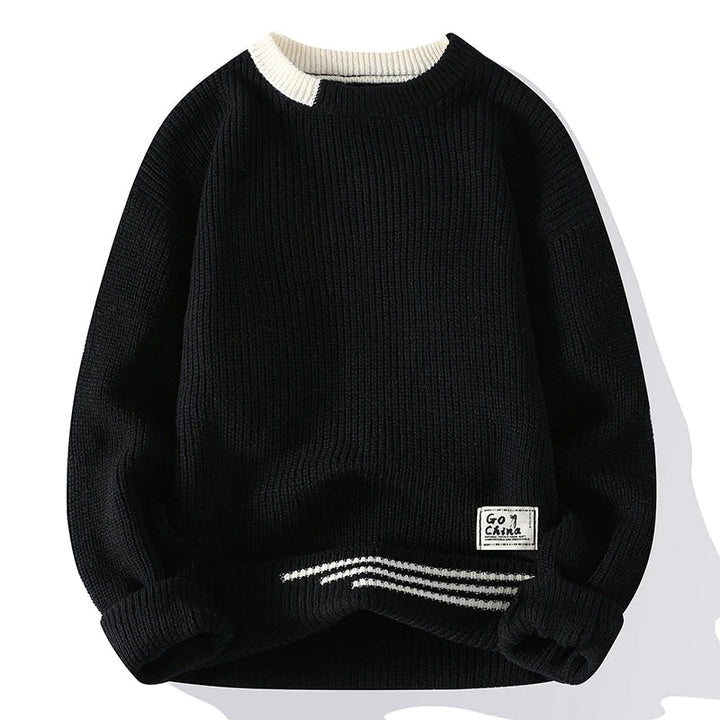 Women's textured crew neck sweater with long sleeves