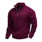 Men's quarter-zip fleece sweatshirt with mock neck and long sleeves