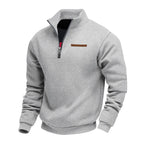 Men's quarter-zip fleece sweatshirt with mock neck and long sleeves