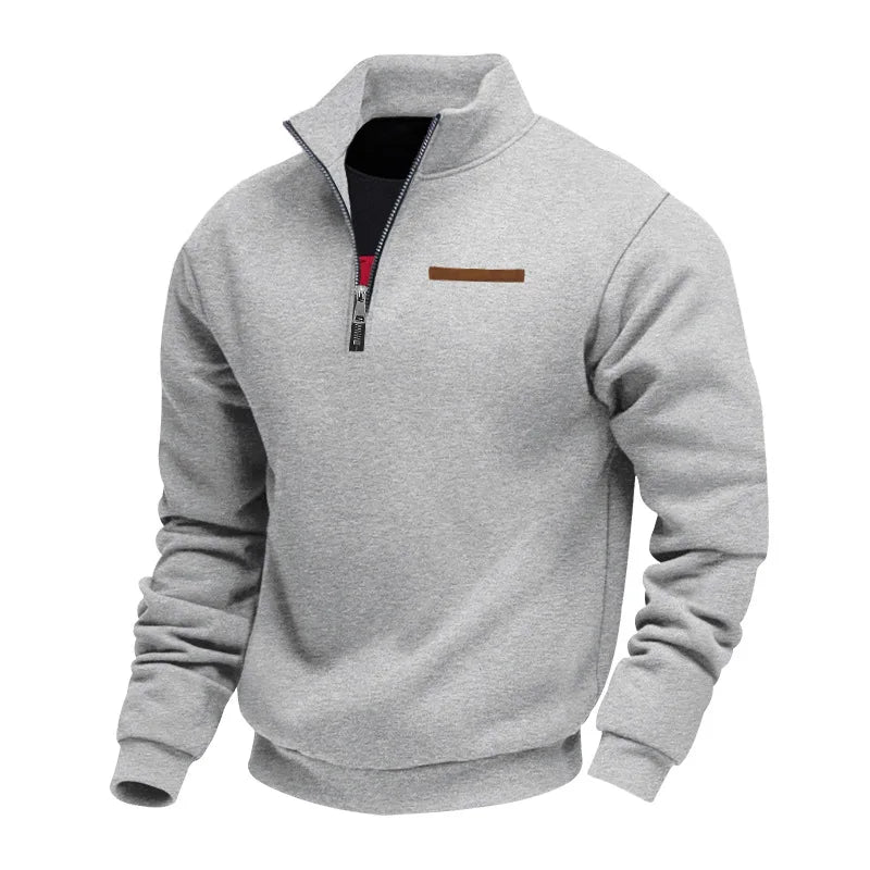 Men's quarter-zip fleece sweatshirt with mock neck and long sleeves