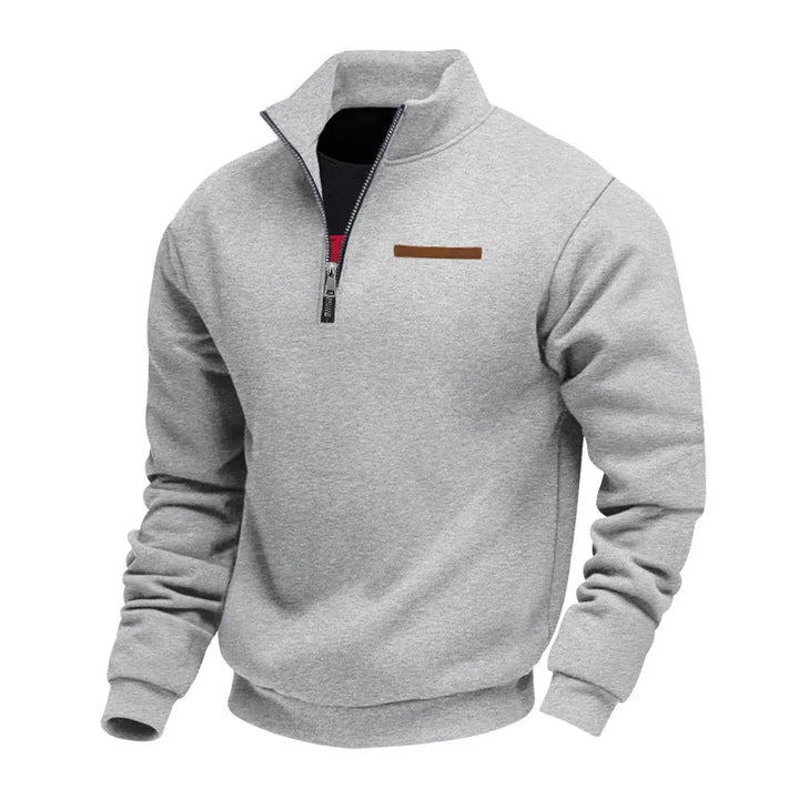 Men's quarter-zip fleece sweatshirt with mock neck and long sleeves