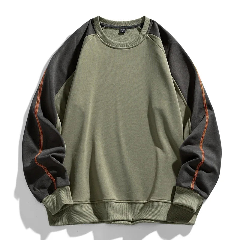 Unisex colourblock crew-neck sweatshirt with contrast long sleeves and orange seam detailing