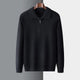 Men's plain quarter zip sweater with knitted collar and ribbed trims