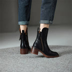 Women's ankle boots with side zipper and block heel