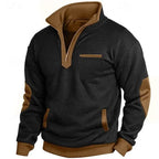 Men's textured quarter-zip sweatshirt with mock neck and contrast panels