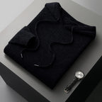 Men's plain hooded sweater with drawstrings and ribbed trims