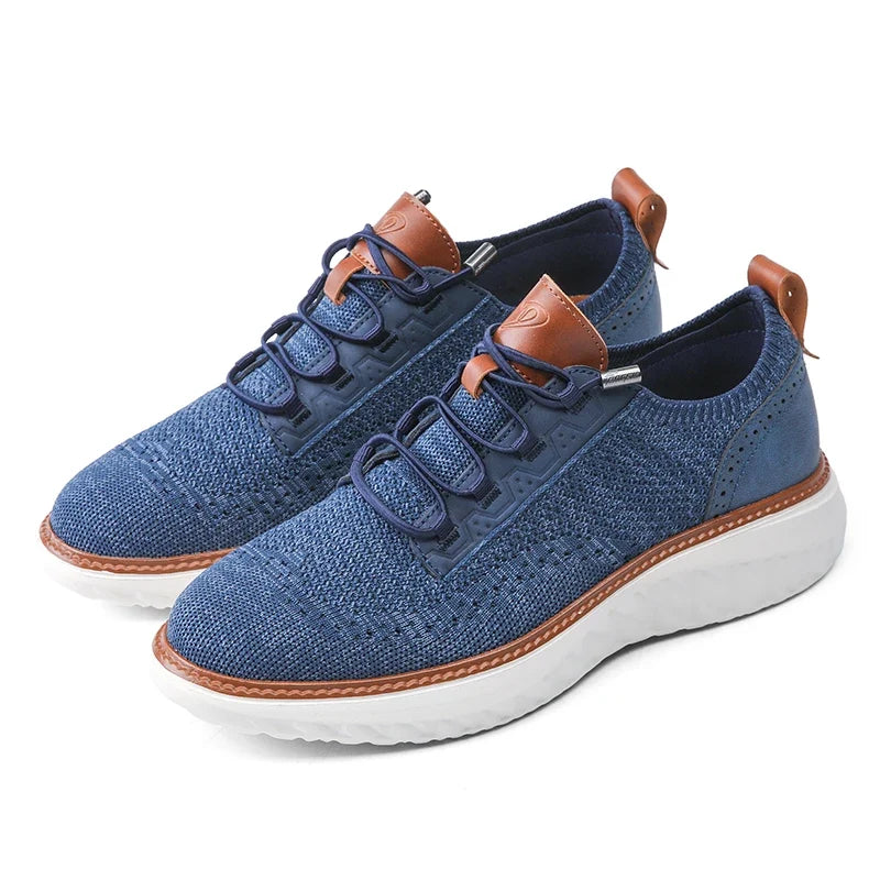 Mesh lace-up trainers with rounded toes, contrasting trim and textured soles