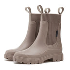 Women's Chelsea rain boots with elasticated side panels and chunky lug soles