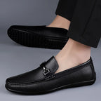 Slip-on loafers with square toes and metal bit detail