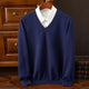 Unisex long-sleeve V-neck jumper with ribbed trims