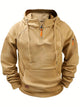 Men's solid hooded zip hoodie with drawstrings, long sleeves and front pouch pocket