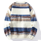Striped men's V-neck cardigan with button front and long sleeves