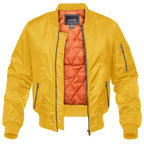 Men's quilted bomber jacket with zip front and side pockets