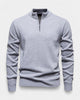 Men's long-sleeve quarter-zip jumper with ribbed mock neck and cuffs
