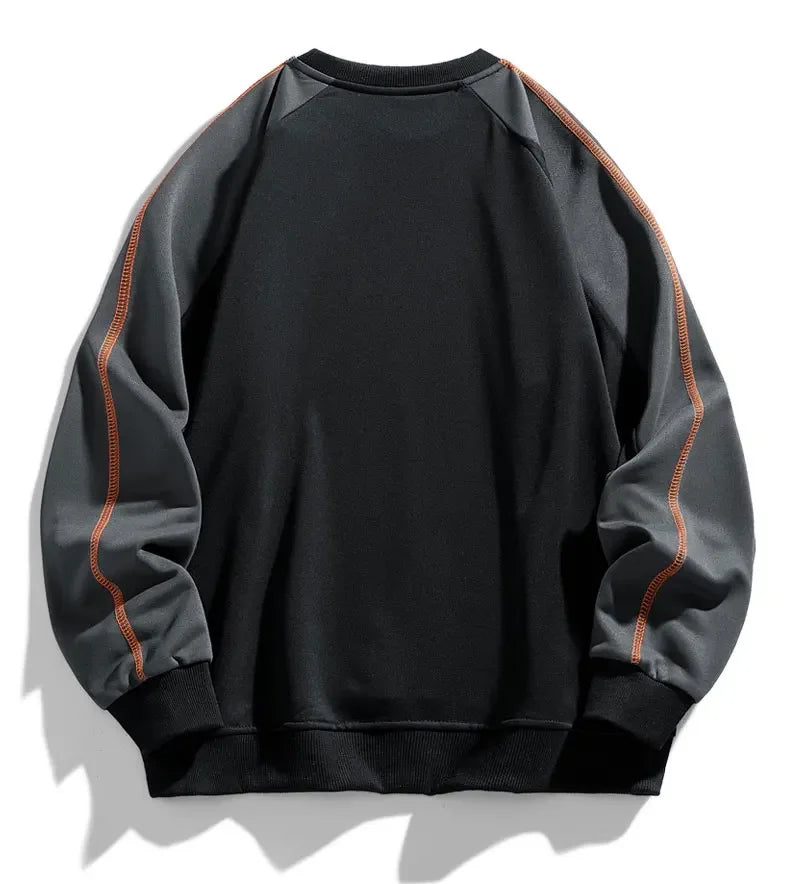 Unisex colourblock crew-neck sweatshirt with contrast long sleeves and orange seam detailing
