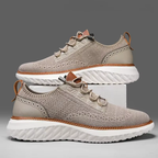 Mesh lace-up trainers with rounded toes, contrasting trim and textured soles