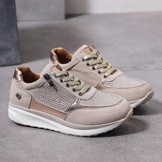 Women's low-top sneakers with lace-up fronts, side zips and perforated panels