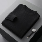 Plain crew neck sweater with long sleeves and ribbed trims
