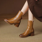Women's ankle boots with side zipper and block heel
