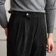 Women's pleated wide-leg corduroy trousers with high waist