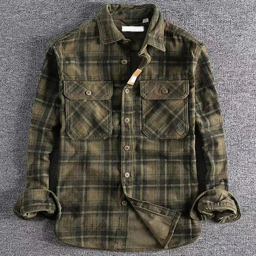 Men's checked long-sleeve shirt with two chest pockets