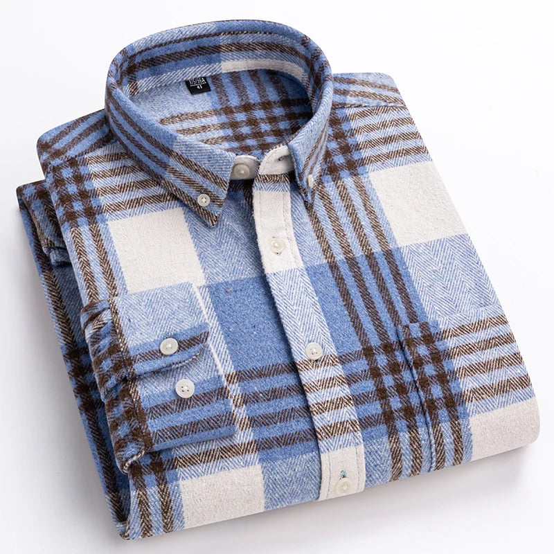 Men's Button-Down Plaid Flannel Shirt