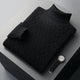 Men's long-sleeved cable knit roll neck jumper with ribbed trims