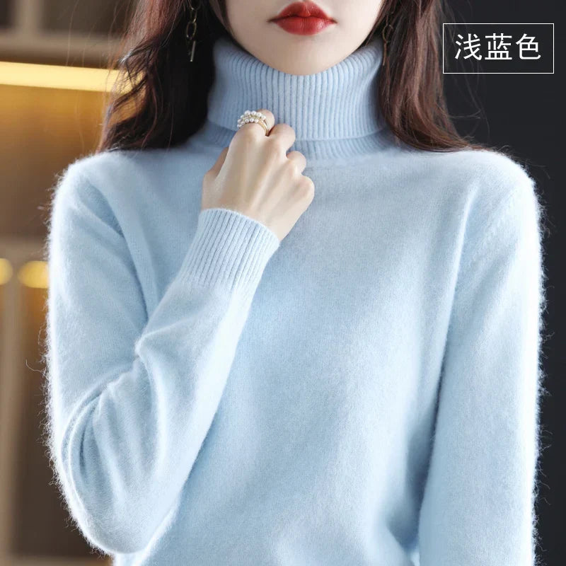 Women's long-sleeve ribbed turtleneck sweater