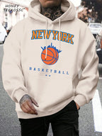 Men's long-sleeve graphic hoodie with drawstring hood and kangaroo pocket