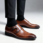 Men's double monk strap loafers with buckle fastenings