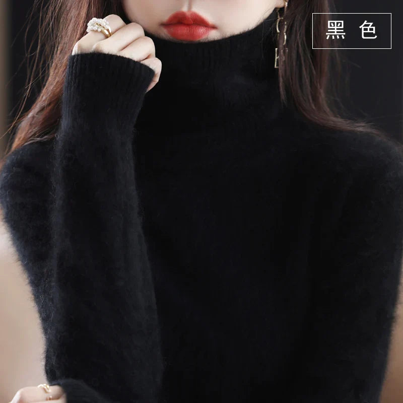 Women's long-sleeve ribbed turtleneck sweater