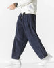 Men's wide-leg ribbed corduroy trousers with drawstring waist