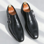 Men's double monk strap loafers with buckle fastenings