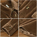 Men's long-sleeved corduroy shirt with button front and two chest pockets