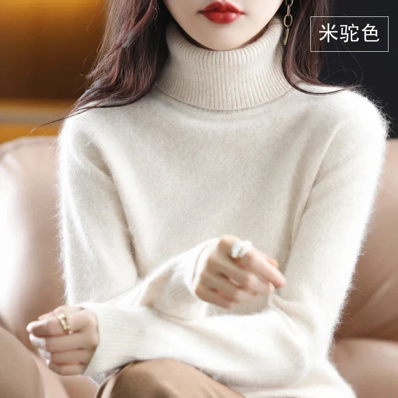 Women's long-sleeve ribbed turtleneck sweater