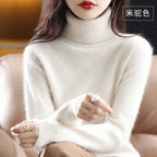 Women's long-sleeve ribbed turtleneck sweater