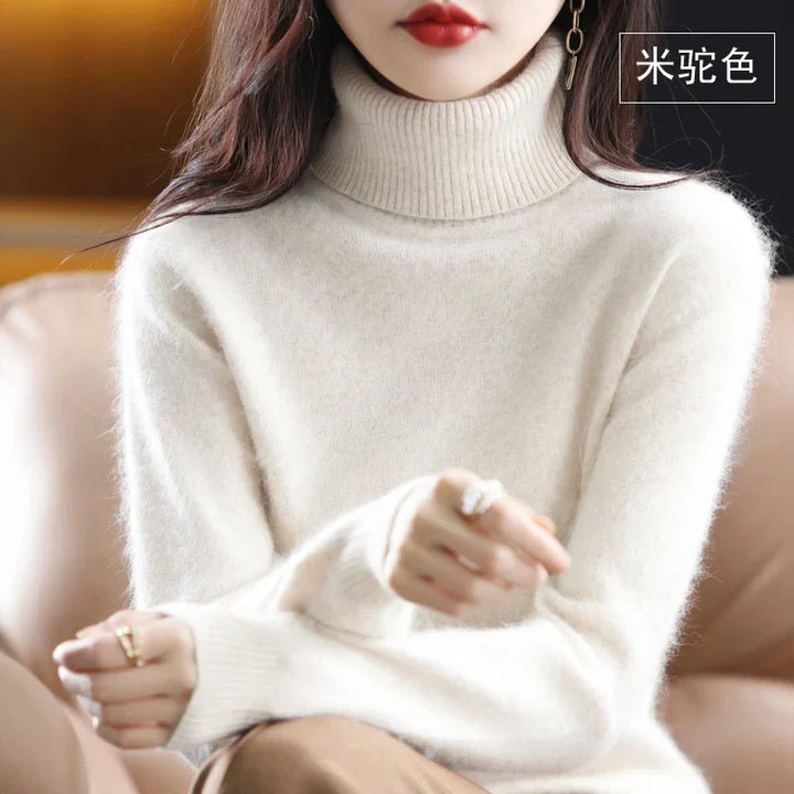 Women's long-sleeve ribbed turtleneck sweater