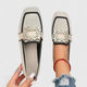 Women's square-toe loafers with embellished buckle detail