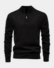 Men's long-sleeve quarter-zip jumper with ribbed mock neck and cuffs