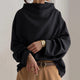 Women's plain high neck top with long sleeves and relaxed fit