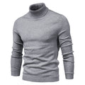 Men's long-sleeve turtleneck sweater with ribbed collar, cuffs and hem