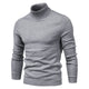 Men's long-sleeve turtleneck sweater with ribbed collar, cuffs and hem
